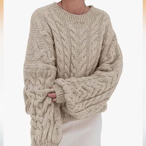 Cozy Cable Knit Sweater - Tan